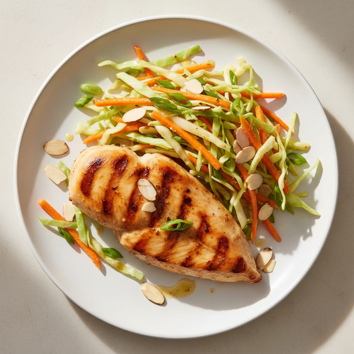 Grilled Chicken Breast with Crunchy Cabbage Slaw