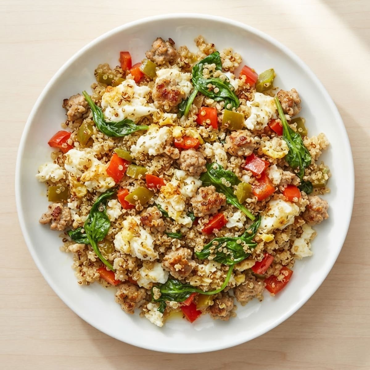 Egg White and Turkey Sausage Scramble with Quinoa