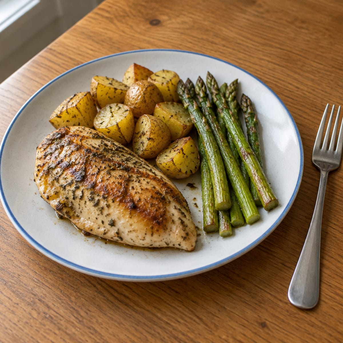 Lemon herb chicken and asparagus