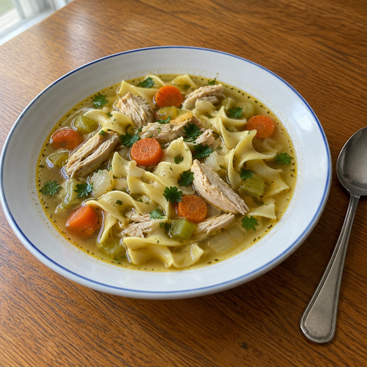 Hearty chicken noodle soup