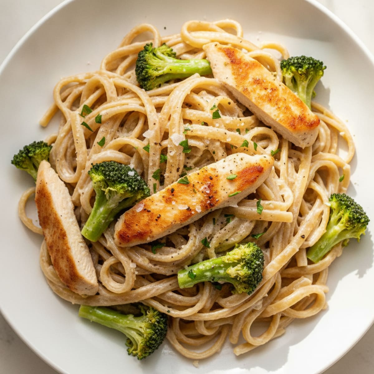 Chicken Alfredo Pasta with Broccoli