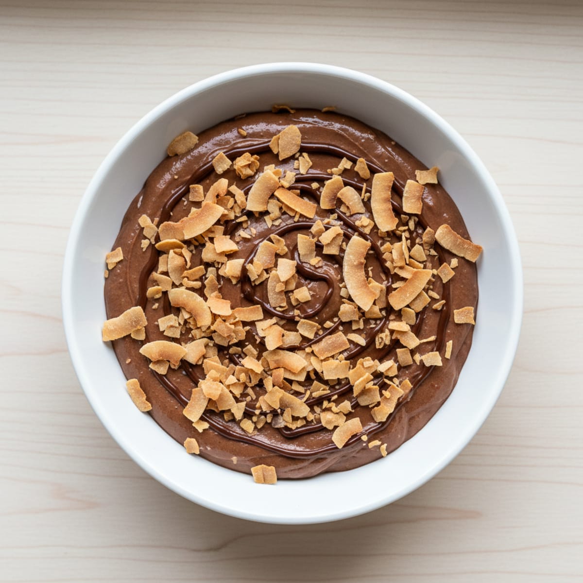 Silky Chocolate Protein Pudding with Toasted Coconut