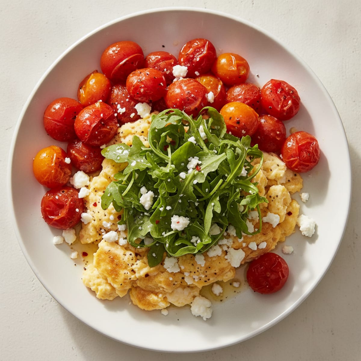 Roasted Tomato and Arugula with Egg