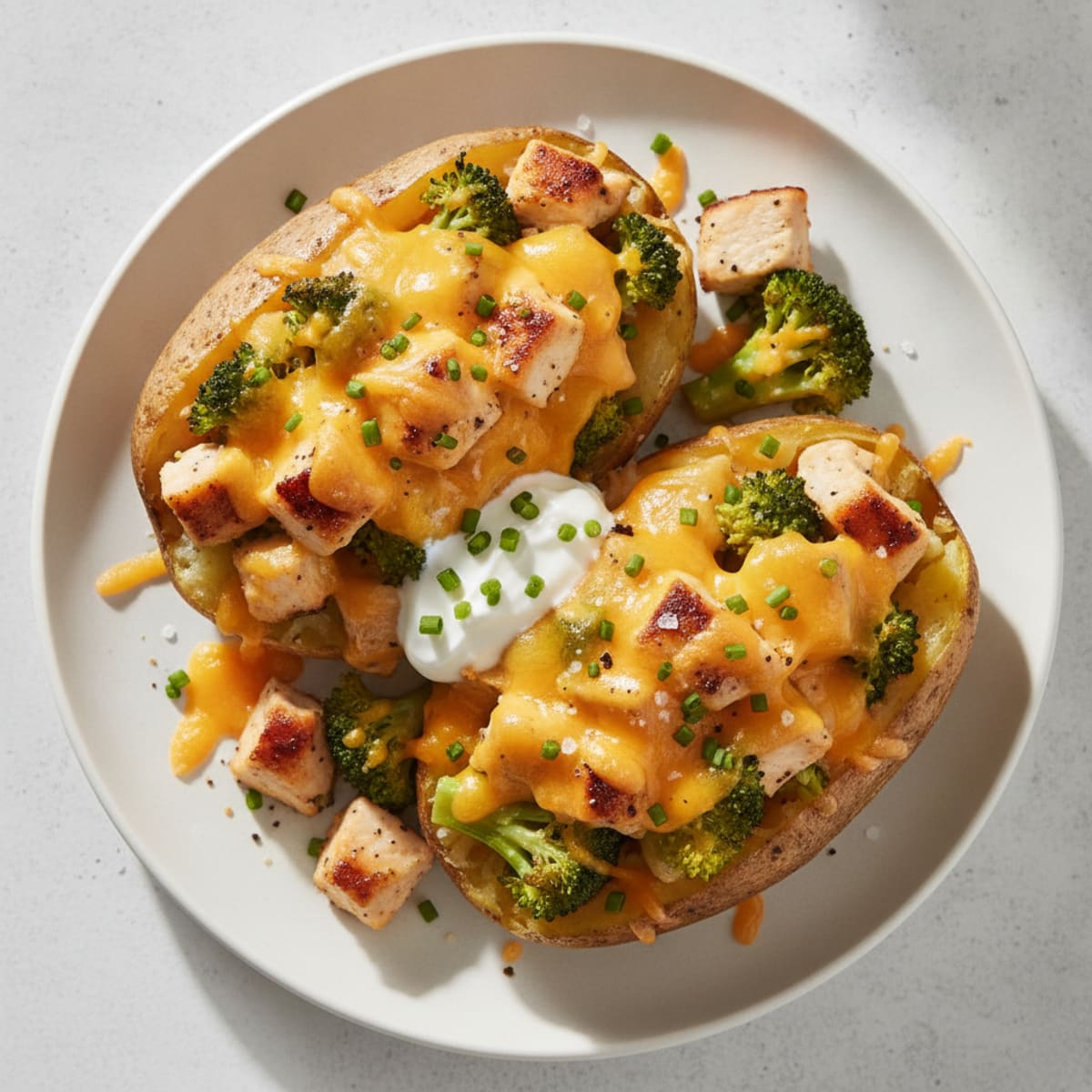 Loaded Baked Potatoes with Broccoli and Cheddar