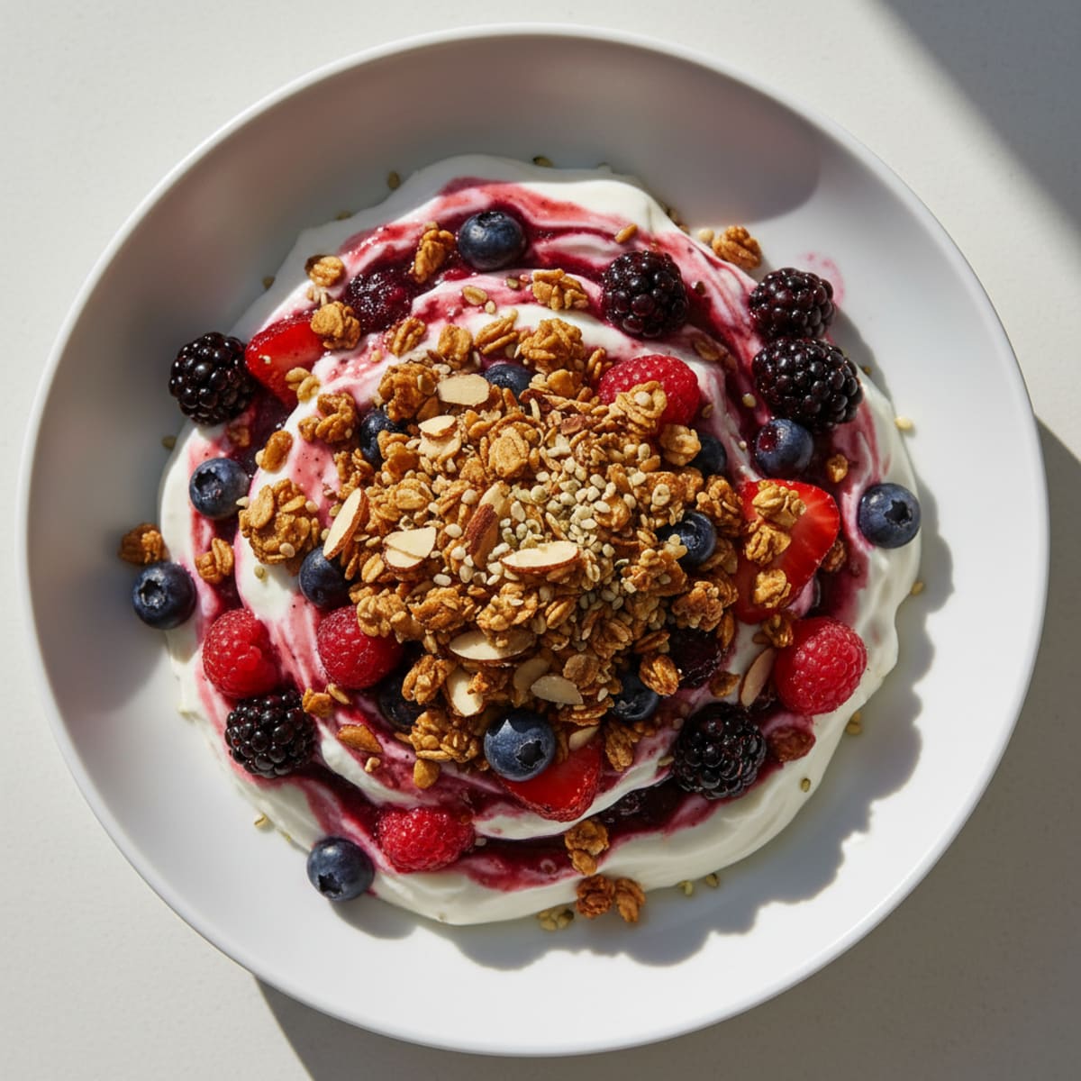 Silky Vanilla Greek Yogurt Parfait with Mixed Berries and Protein Crunch