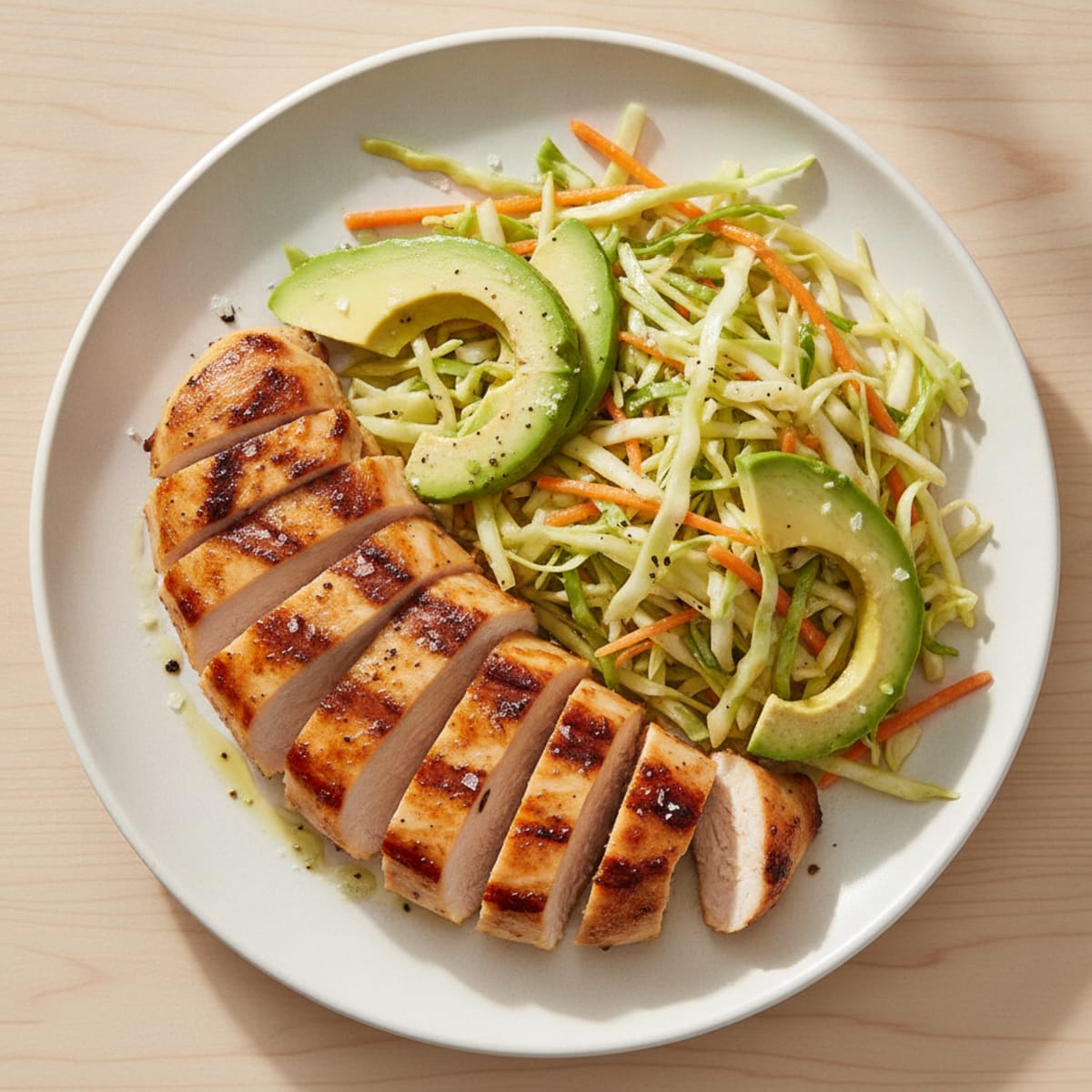 Grilled Chicken Breast with Crunchy Cabbage Slaw