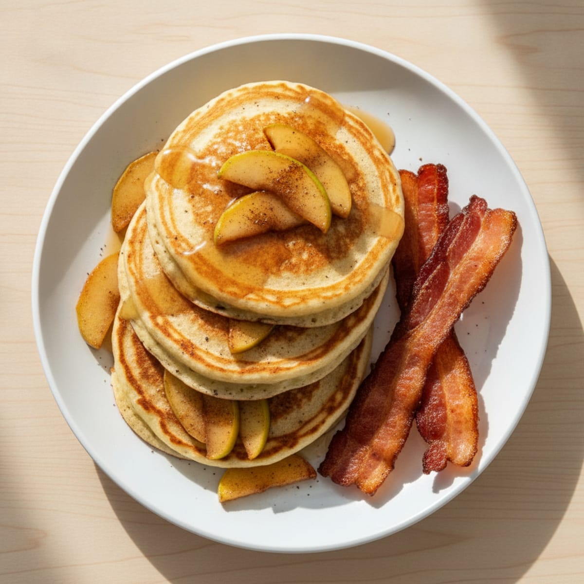 Apple Cinnamon Buttermilk Pancakes with Bacon