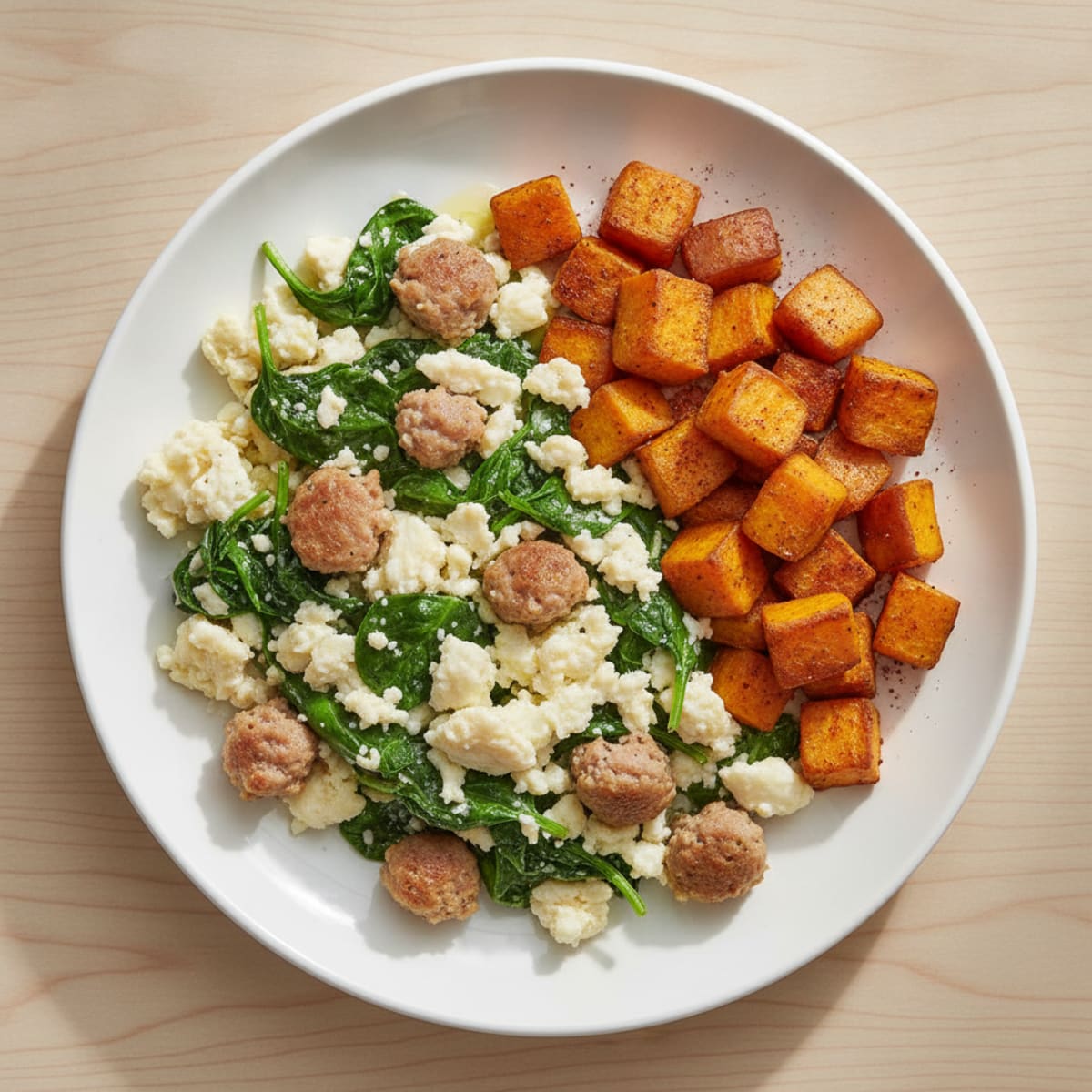 Egg White Scramble with Spinach and Turkey Sausage