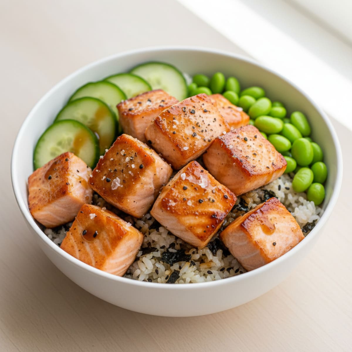 Seared Salmon Sushi Rice Bowl
