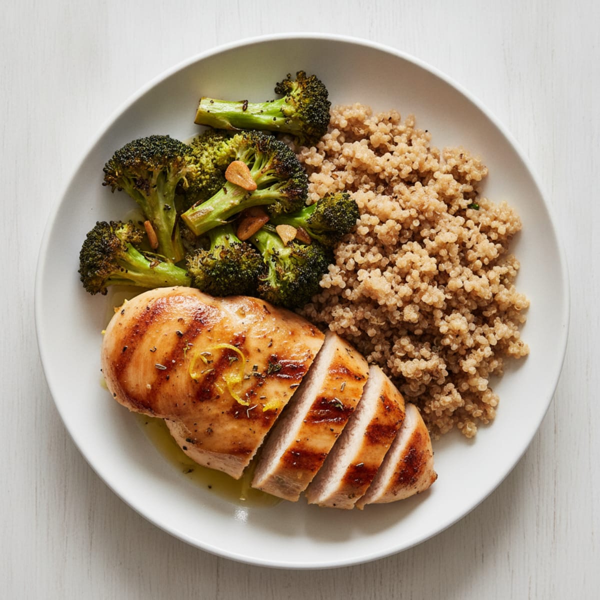 Grilled Chicken Breast with Roasted Broccoli and Quinoa