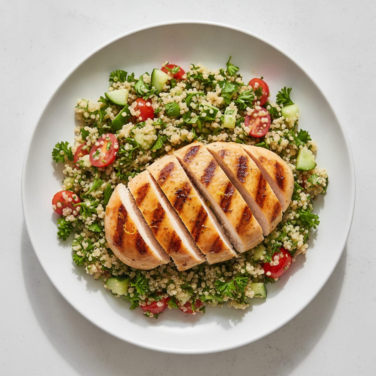 Grilled Lemon Herb Chicken with Quinoa Tabbouleh