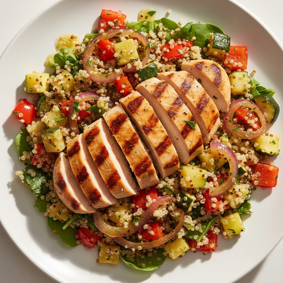 Grilled Chicken and Quinoa Salad with Roasted Vegetables