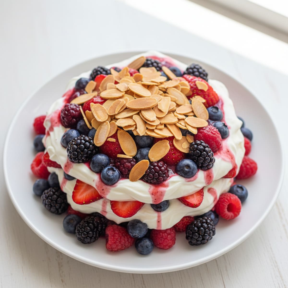 Greek Yogurt Protein Parfait with Mixed Berries and Almonds