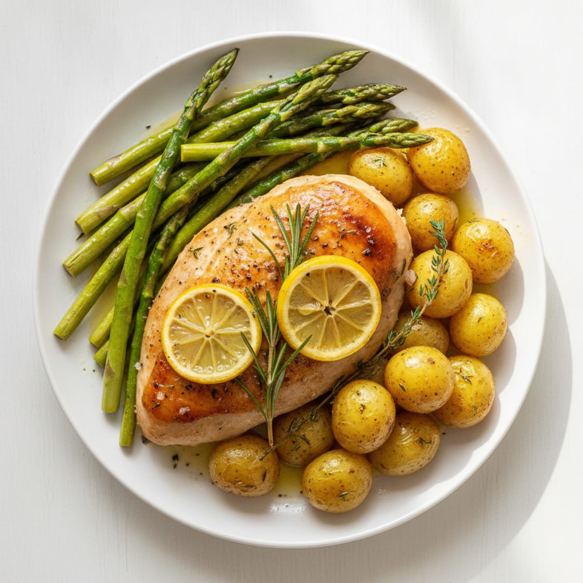 Lemon Herb Roasted Chicken with Asparagus