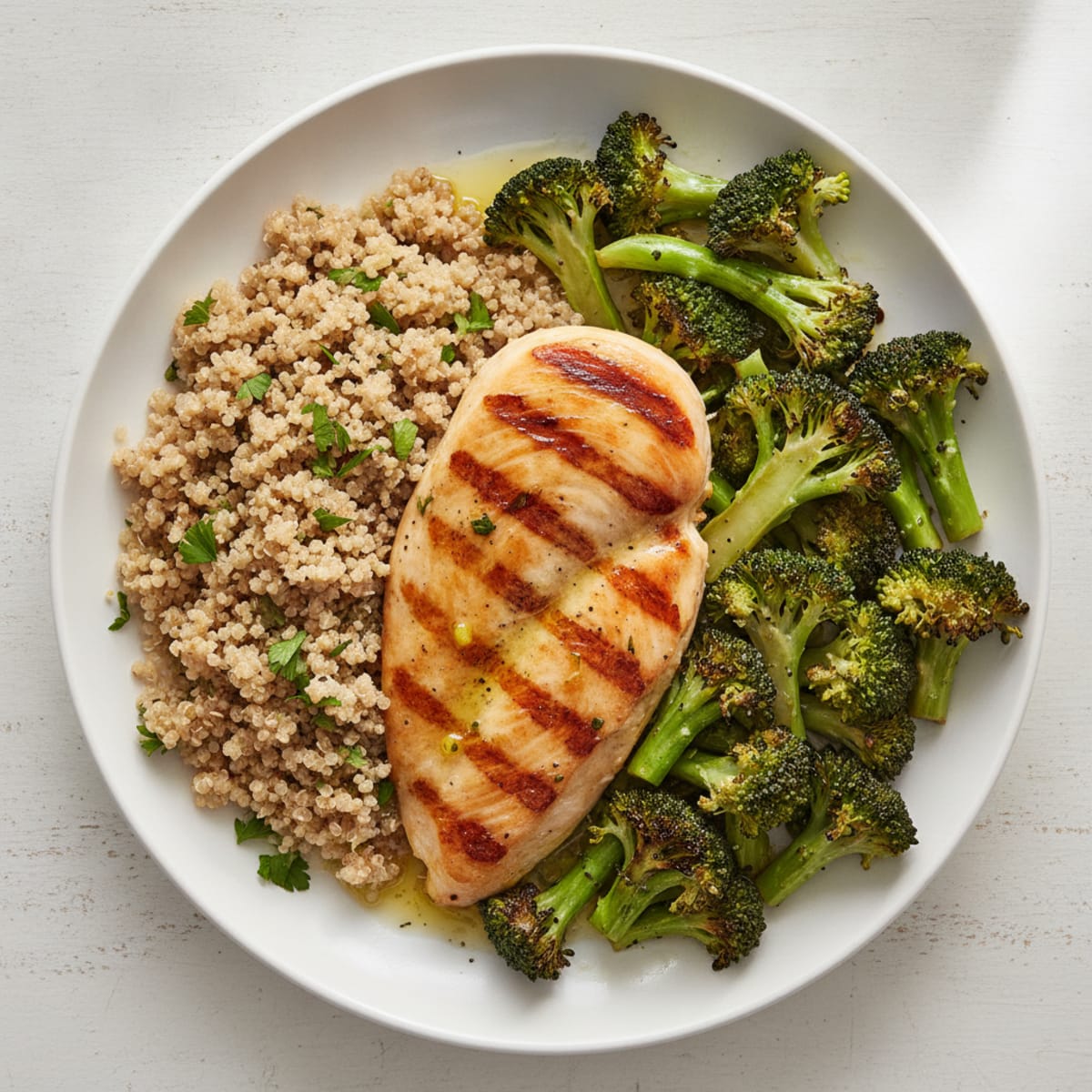Grilled Chicken Breast with Roasted Broccoli and Quinoa