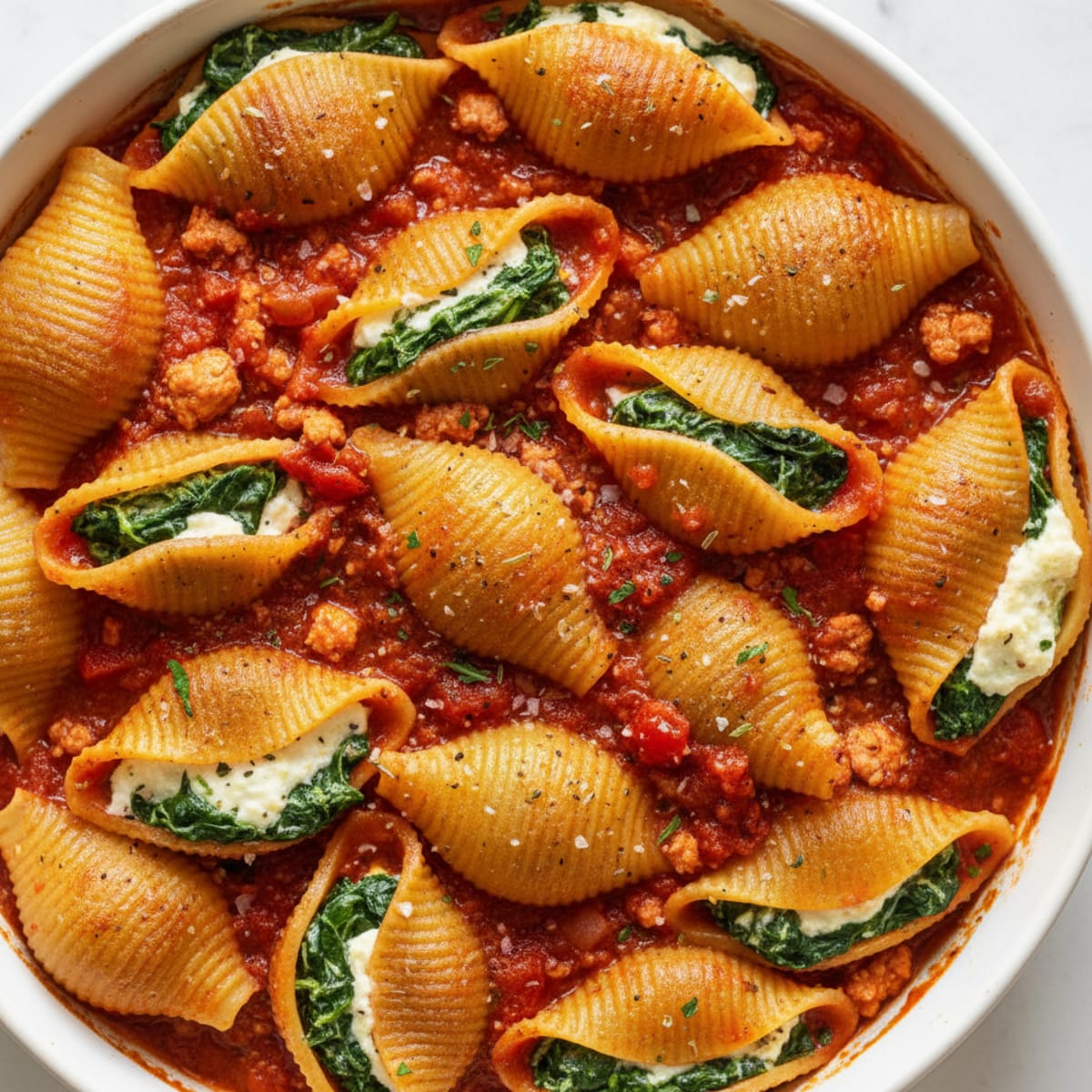 Spinach Ricotta Stuffed Pasta Shells