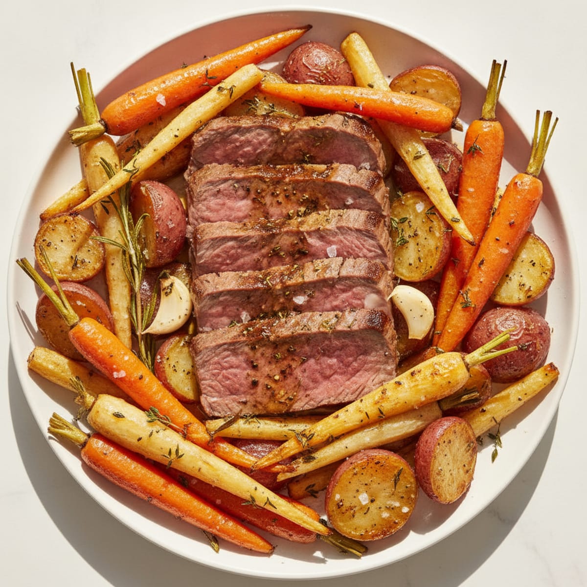 Garlic Herb Roasted Beef with Root Vegetables