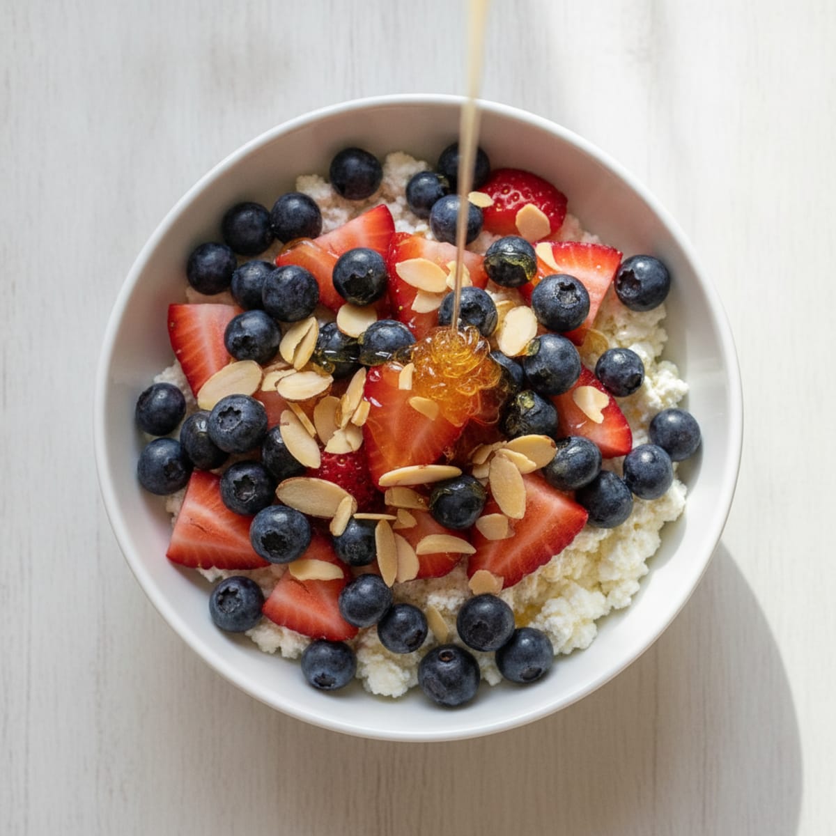 Cottage Cheese and Berry Protein Bowl with Almonds