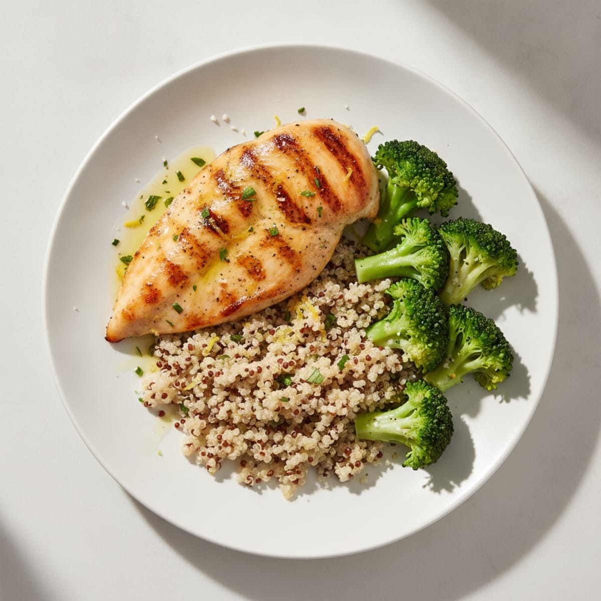 Grilled Chicken Breast with Quinoa and Steamed Broccoli
