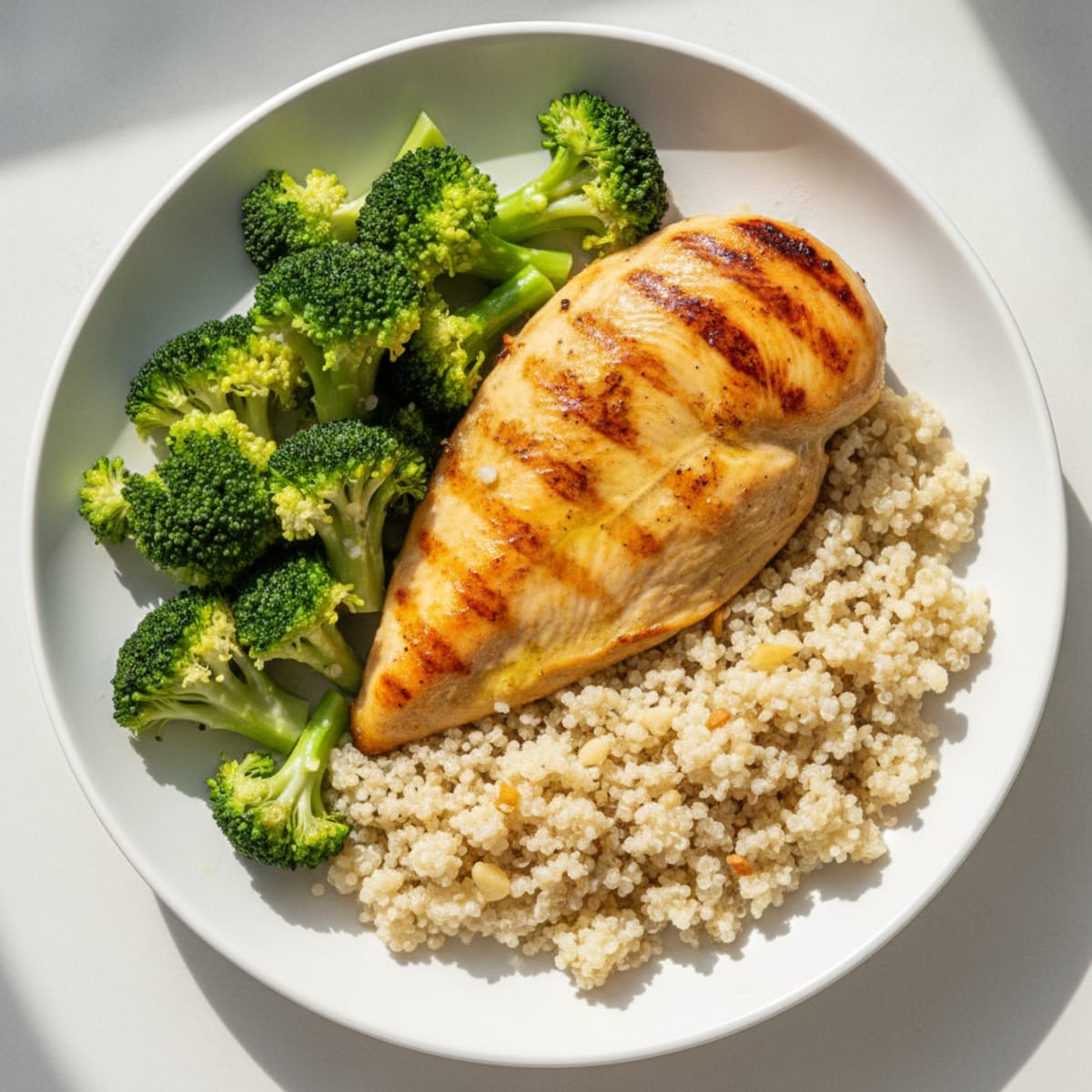 Grilled Chicken Breast with Quinoa and Steamed Broccoli