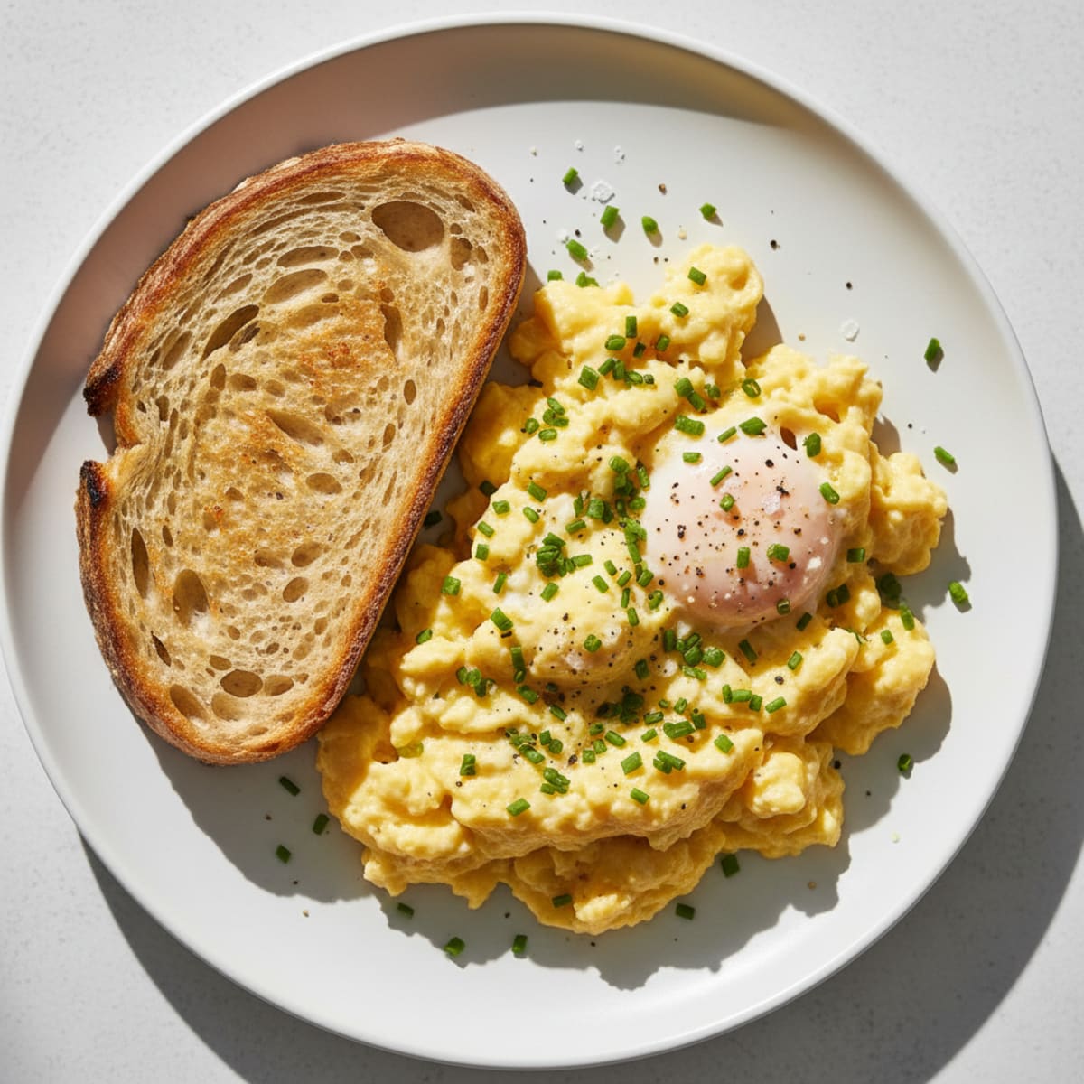 Fluffy Scrambled Eggs with Chives