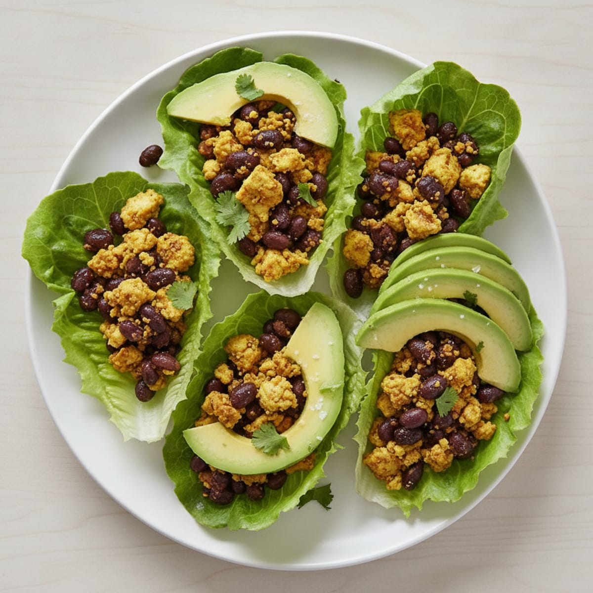 Black Bean Lettuce Wraps with Avocado
