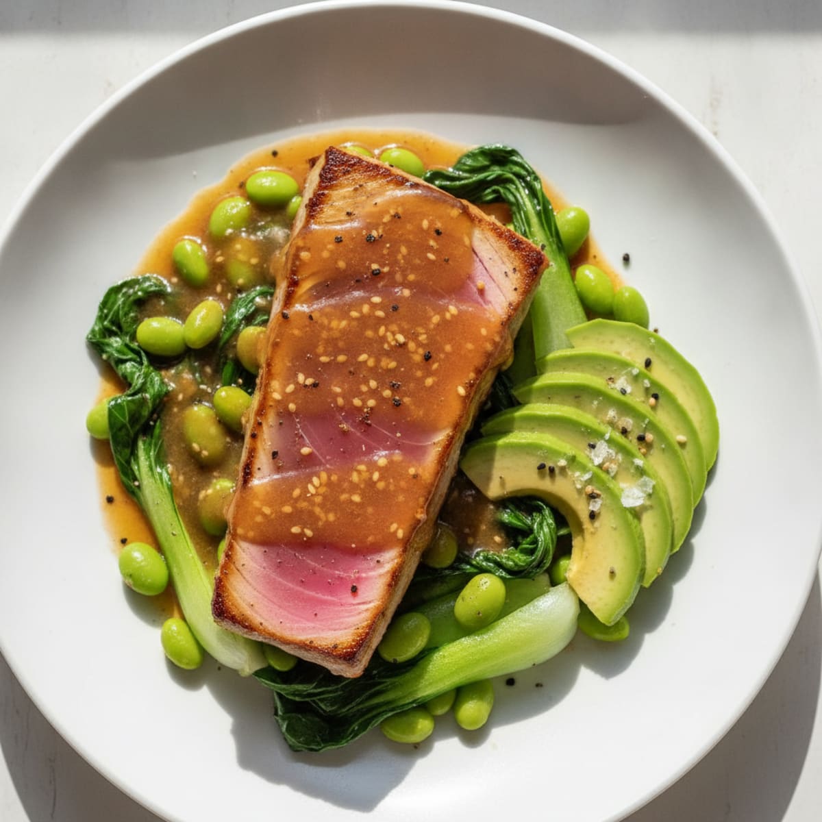 Pan-Seared Ahi Tuna with Sesame-Ginger Glaze