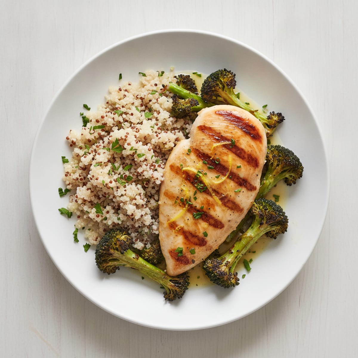 Grilled Chicken Breast with Roasted Broccoli and Quinoa