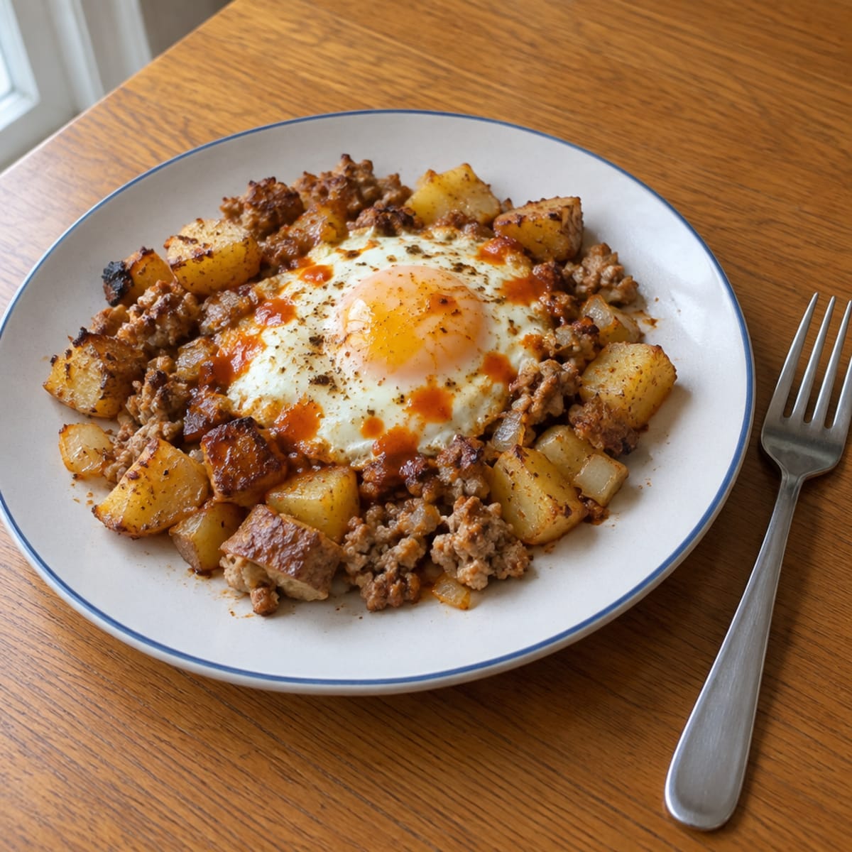 Sausage, potato and egg bake