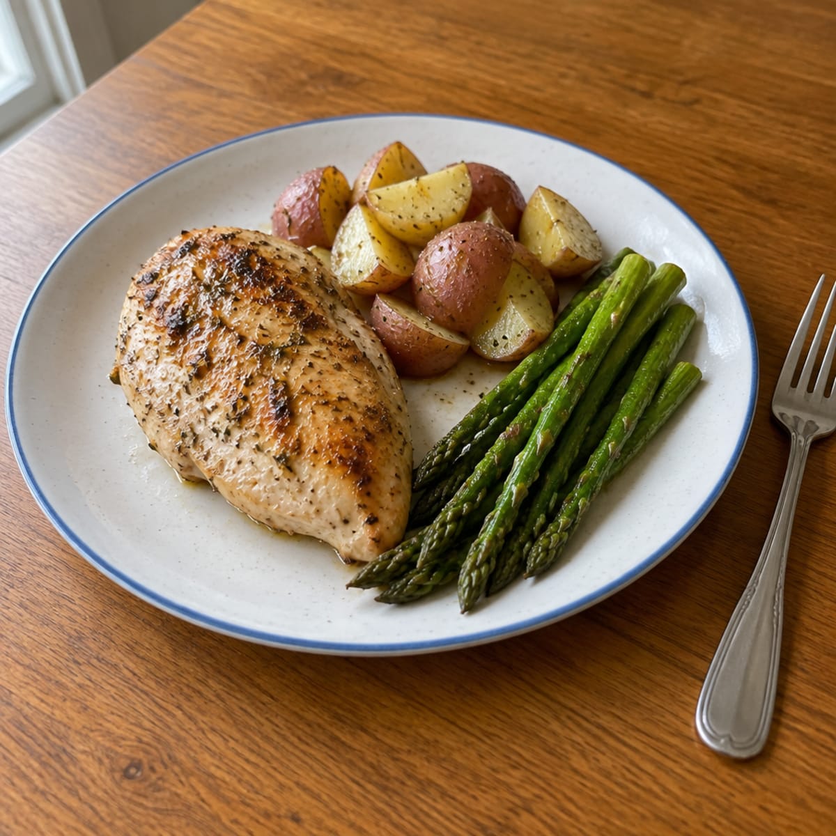 Lemon herb chicken with asparagus