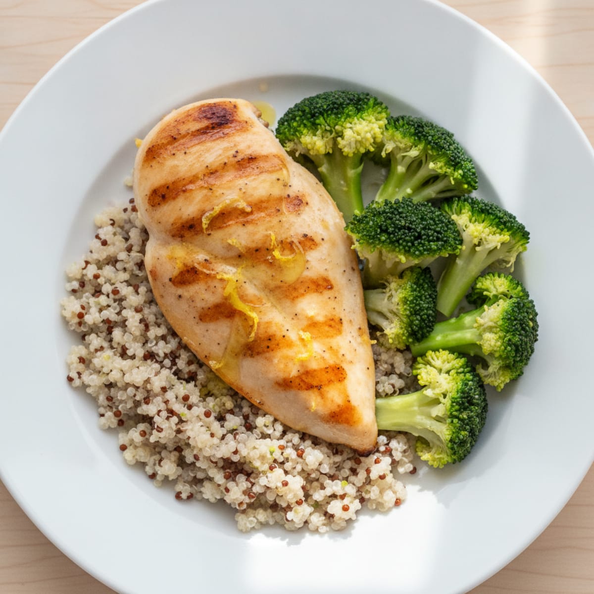 Grilled Chicken Breast with Quinoa and Steamed Broccoli