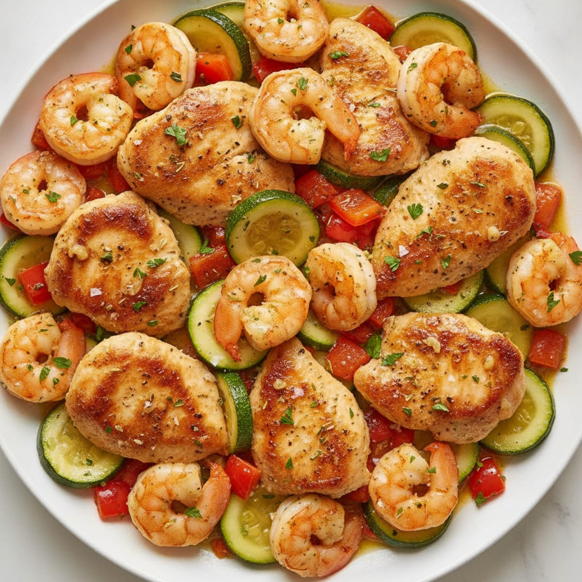 Garlic Herb Chicken and Shrimp Skillet