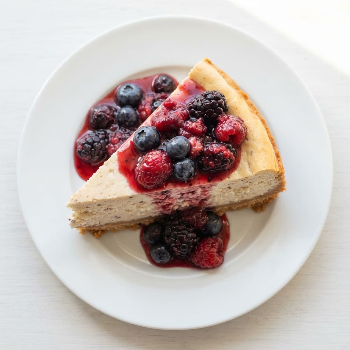 Greek Yogurt Protein Cheesecake with Mixed Berries