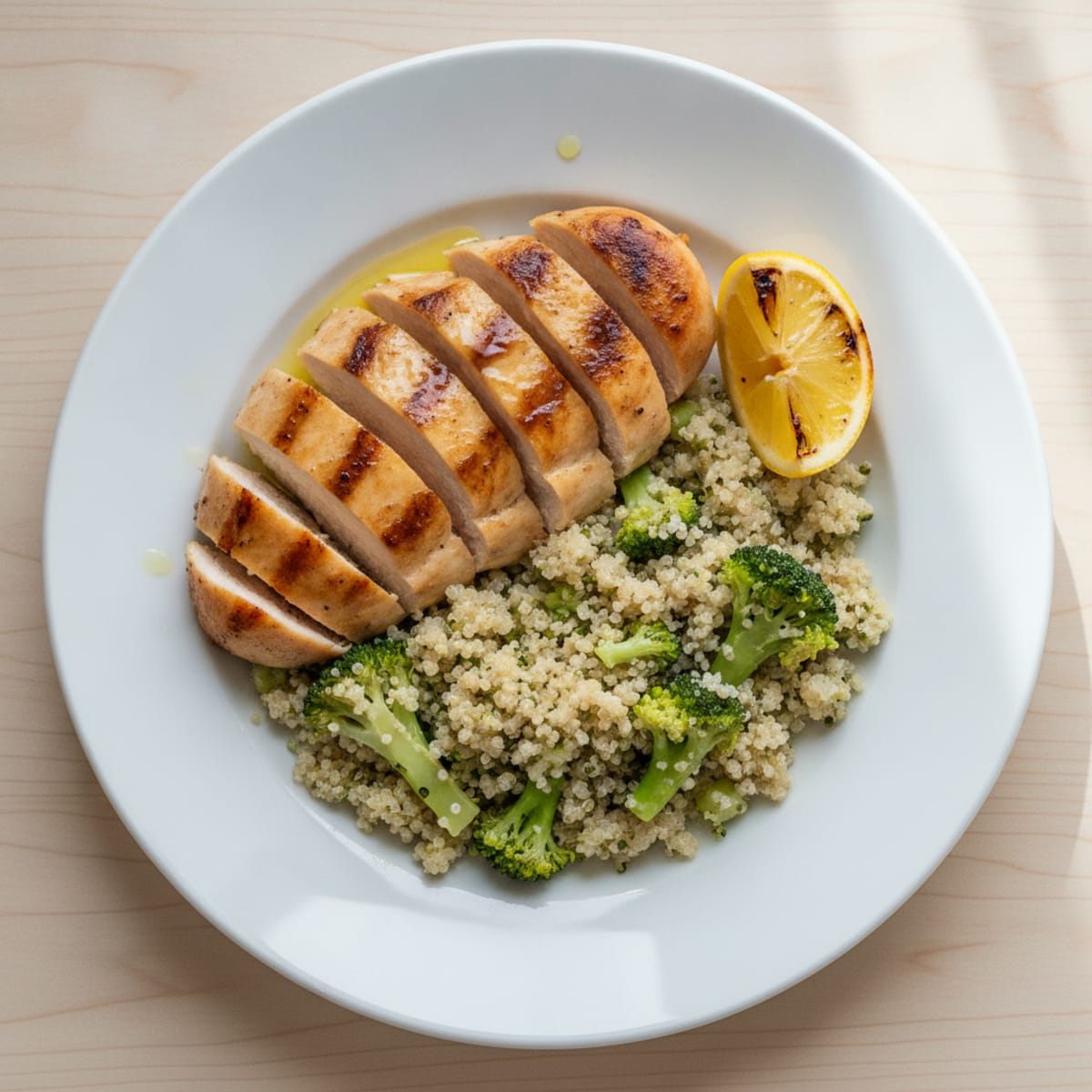 Grilled Chicken Breast with Quinoa and Steamed Broccoli
