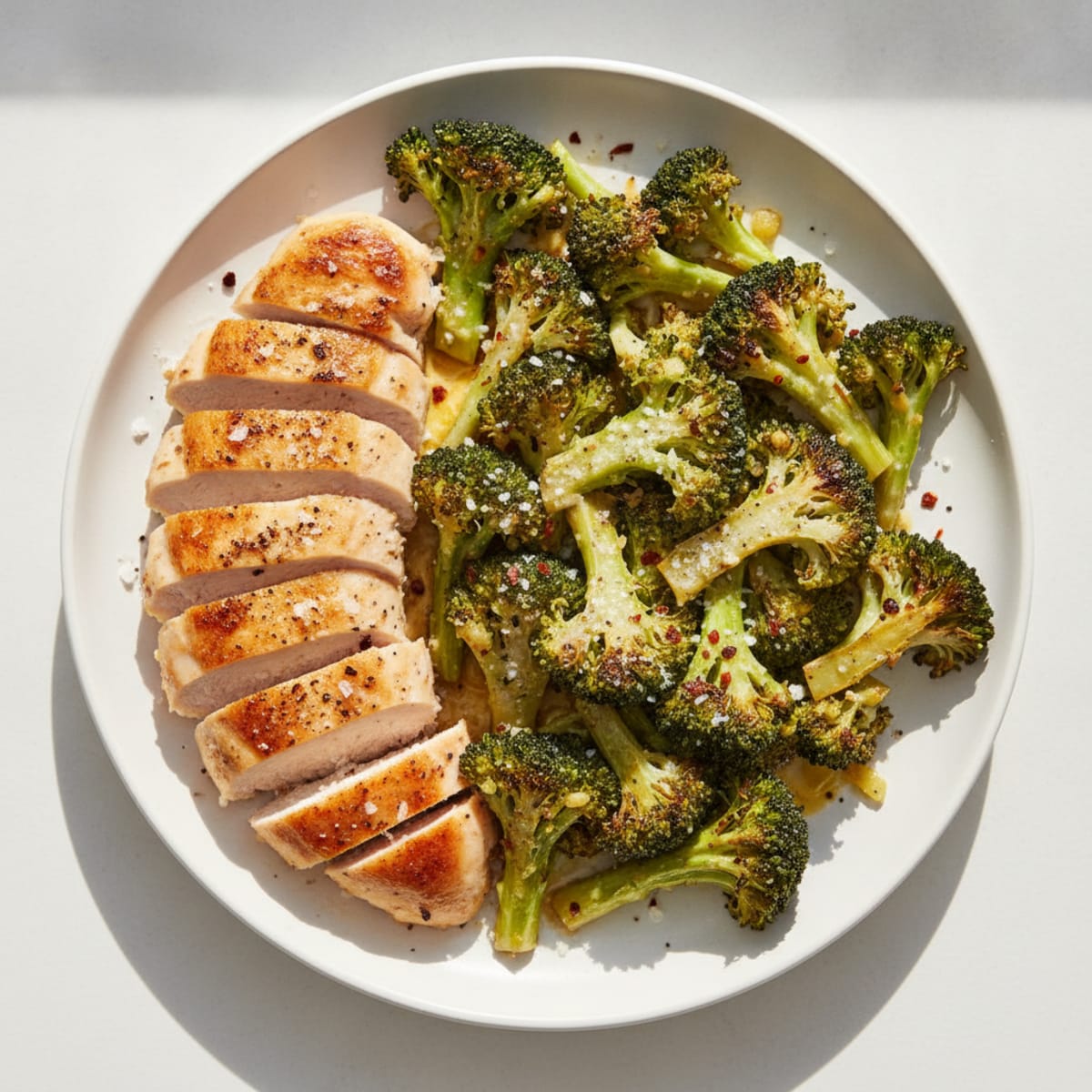 Roasted Garlic-Lemon Broccoli with Seared Chicken