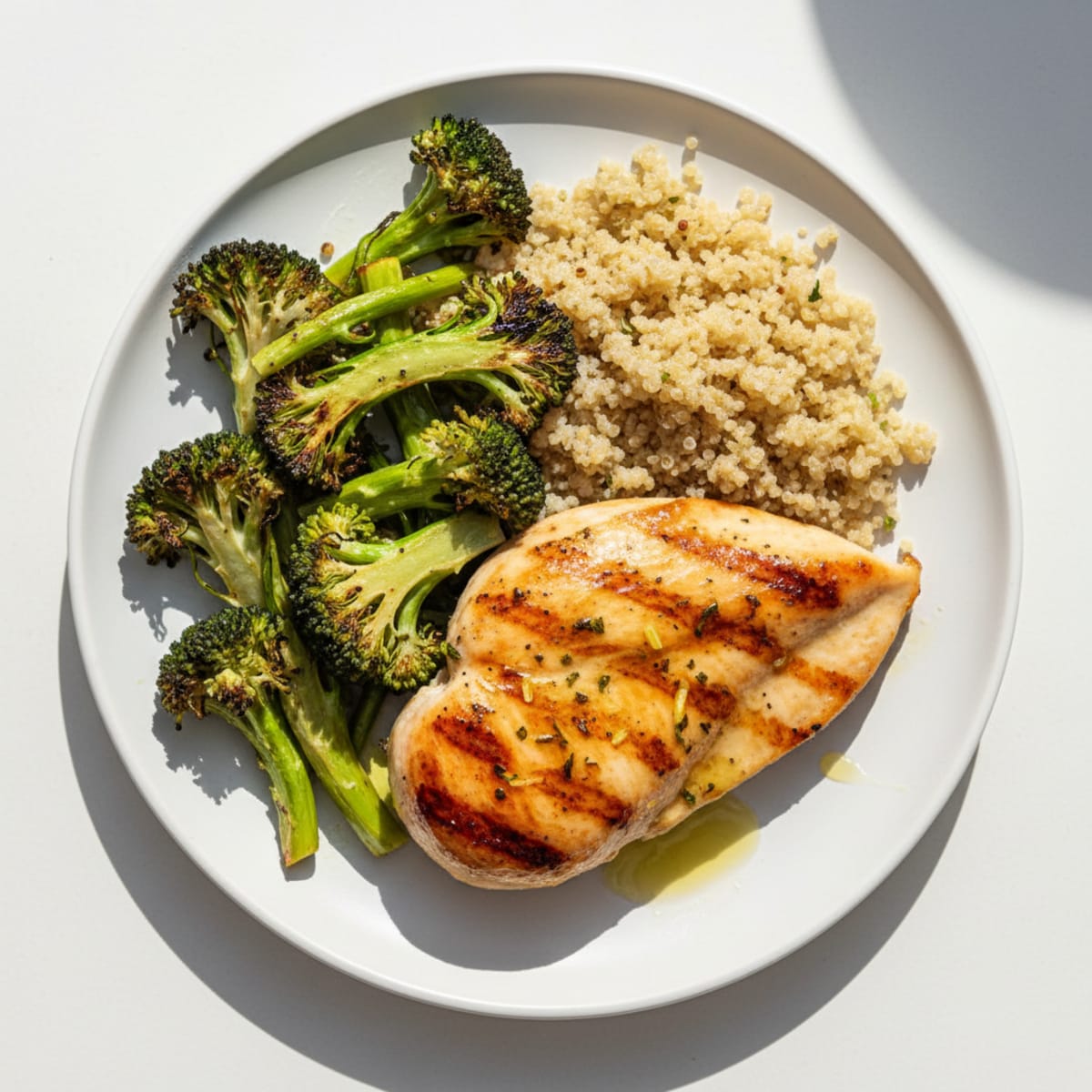 Grilled Chicken Breast with Roasted Broccoli and Quinoa