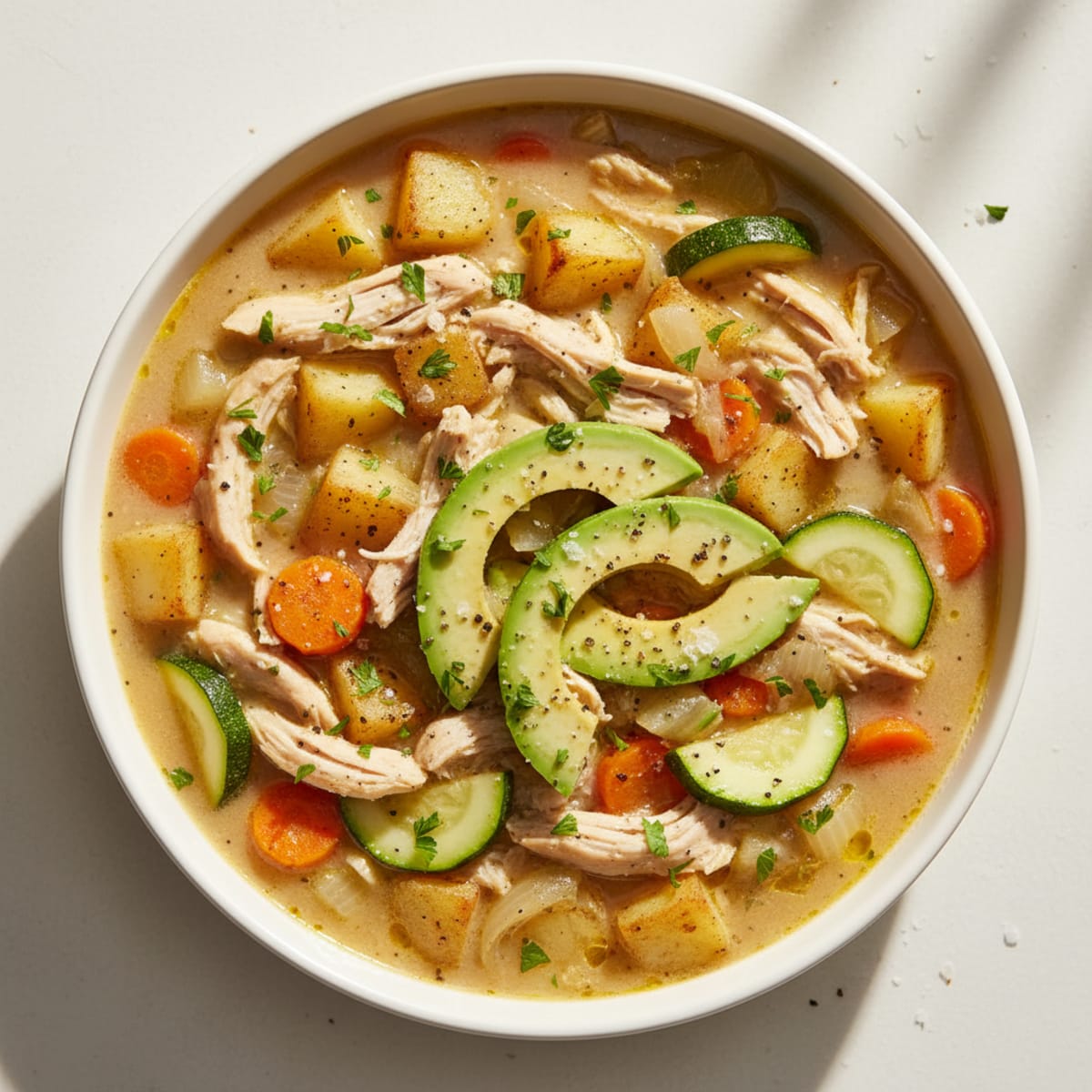 Chicken and Vegetable Avocado Soup
