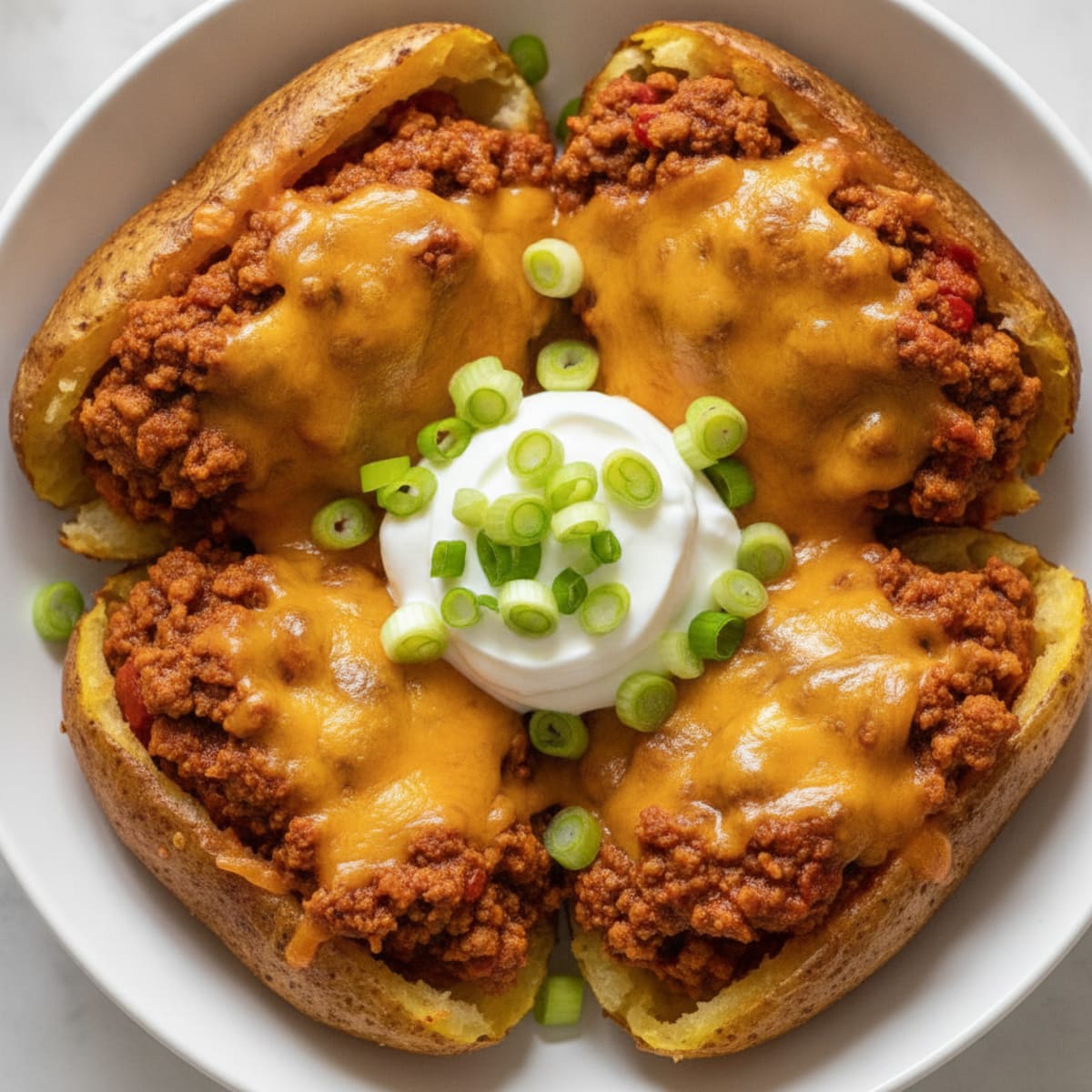 Loaded Chili Cheese Potato Skins