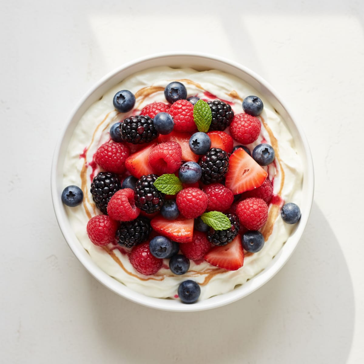 Silky Greek Yogurt Protein Mousse with Mixed Berries