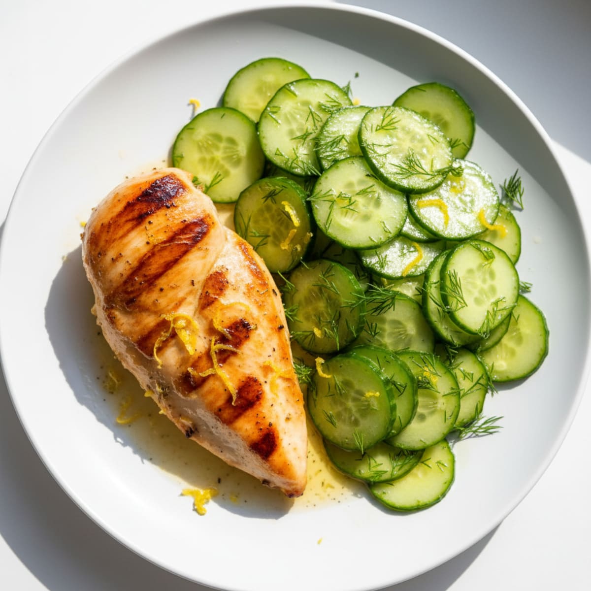 Grilled Chicken Breast with Cucumber Salad