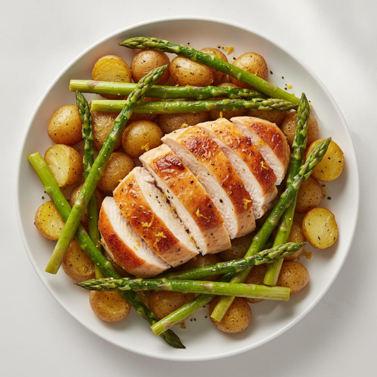 Lemon Herb Roasted Chicken with Asparagus