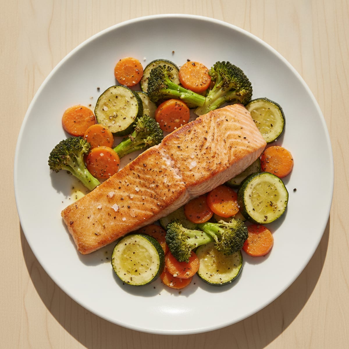 Pan-Seared Salmon with Roasted Vegetables