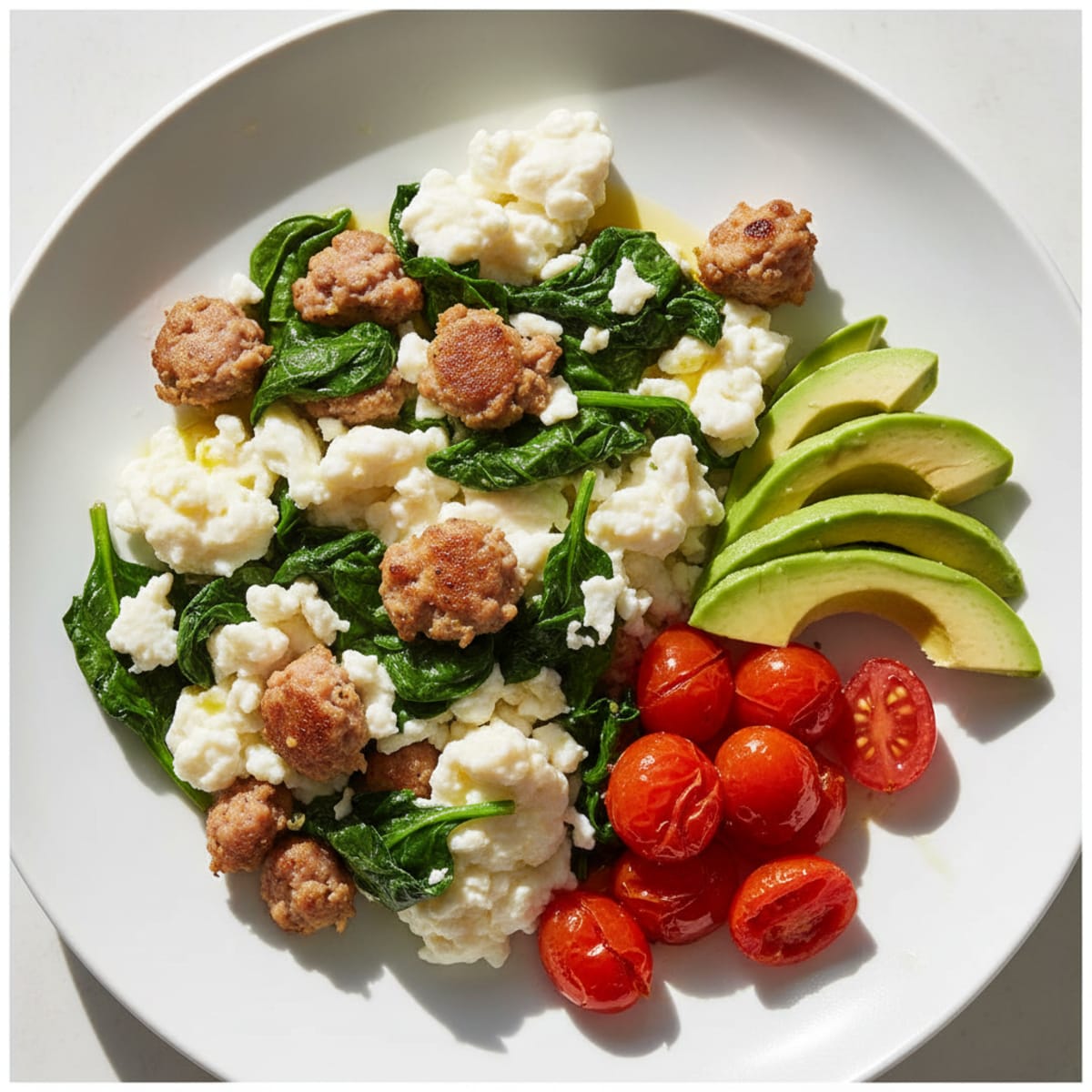 Egg White Scramble with Spinach and Turkey Sausage