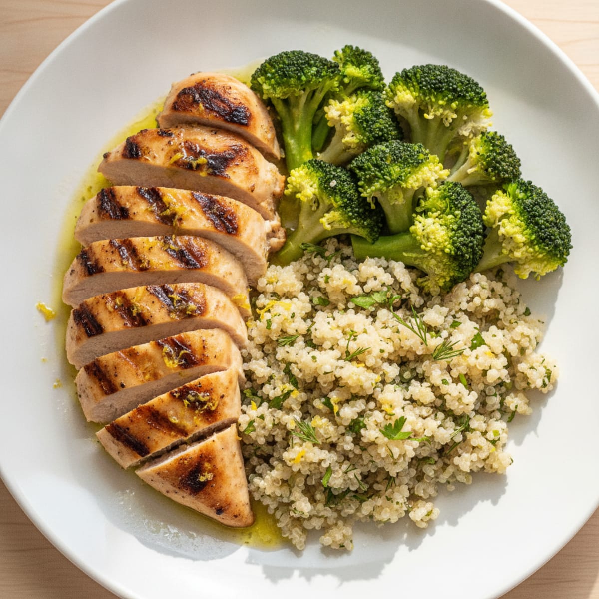 Grilled Chicken Breast with Quinoa and Steamed Broccoli