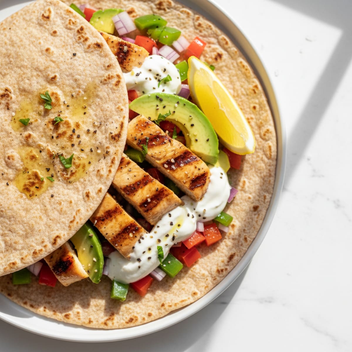 Zesty Greek Yogurt Chicken Wrap