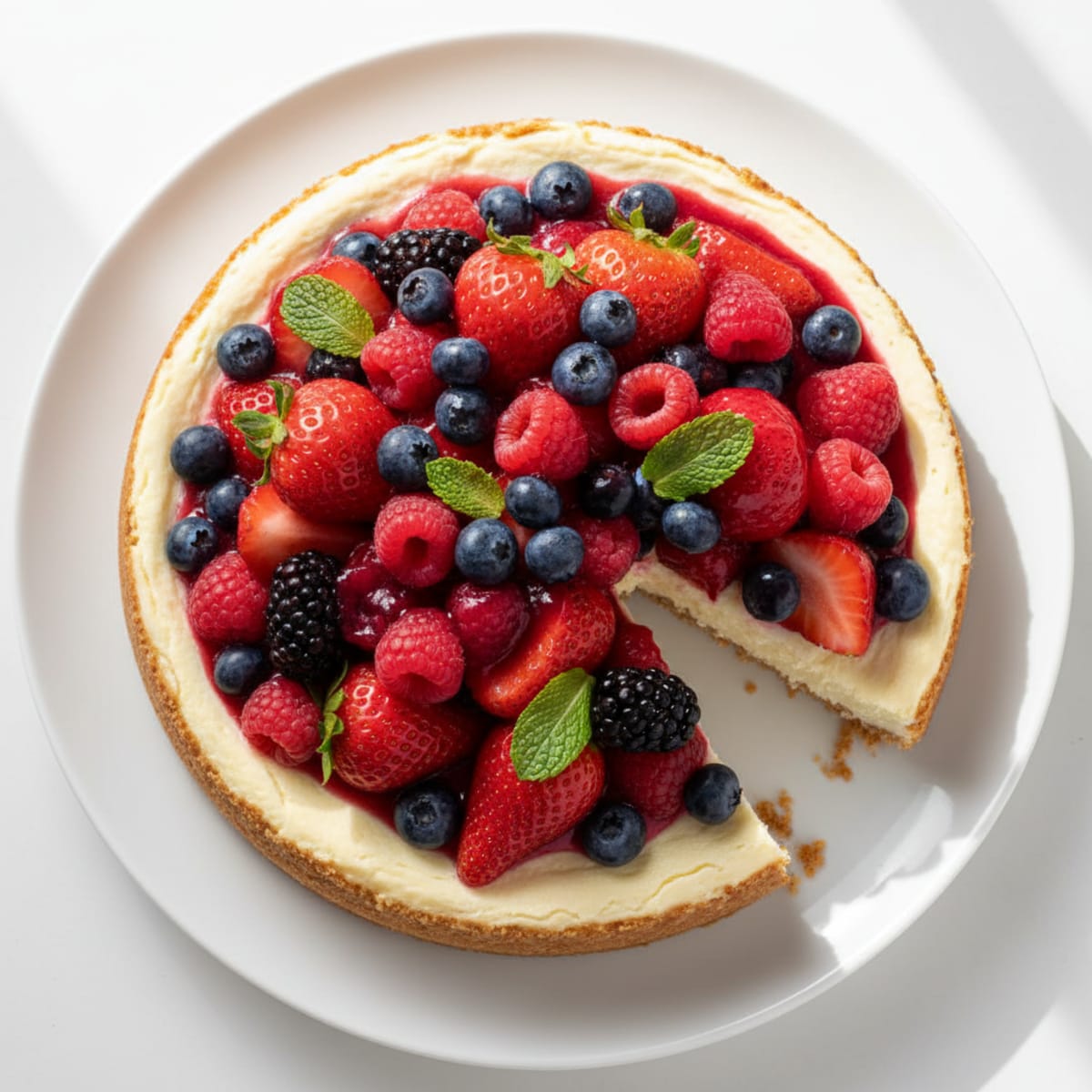 Greek Yogurt Protein Cheesecake with Fresh Berries