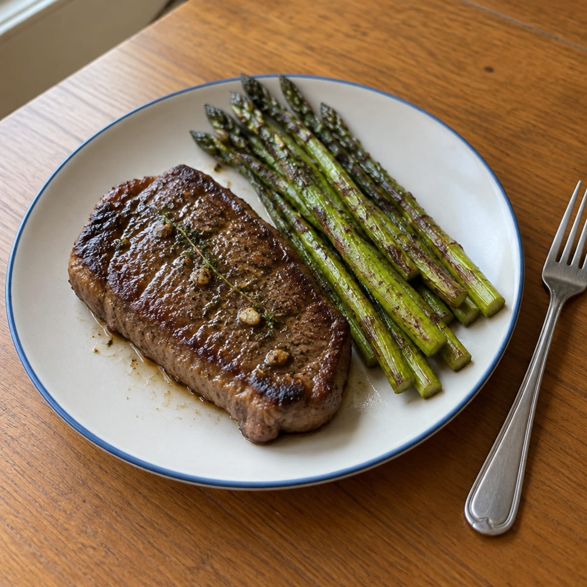 Garlic herb steak and asparagus