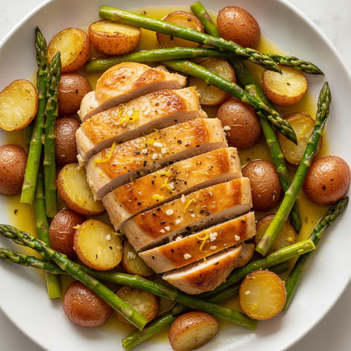 Lemon Herb Roasted Chicken with Asparagus