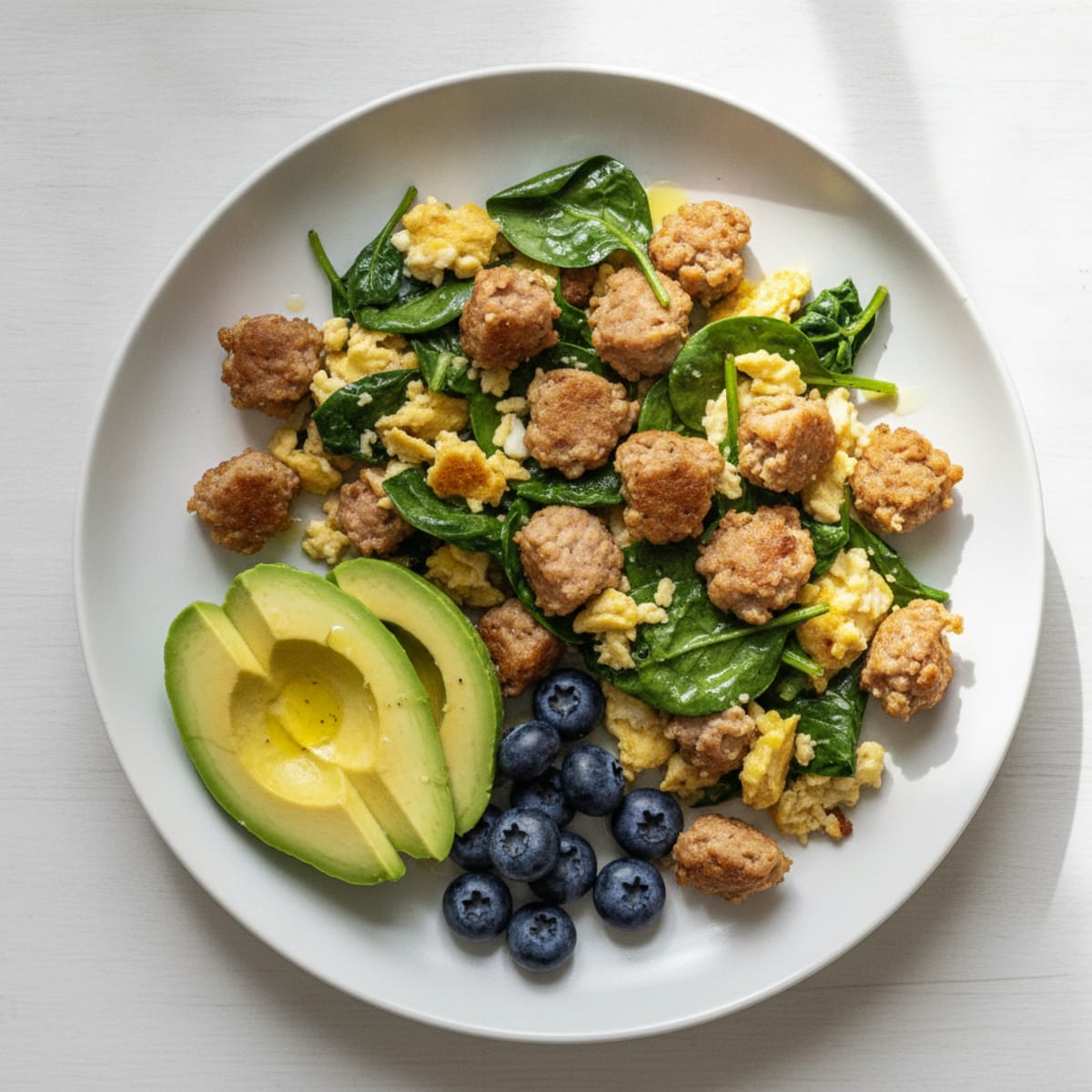 Egg White and Turkey Sausage Scramble with Spinach