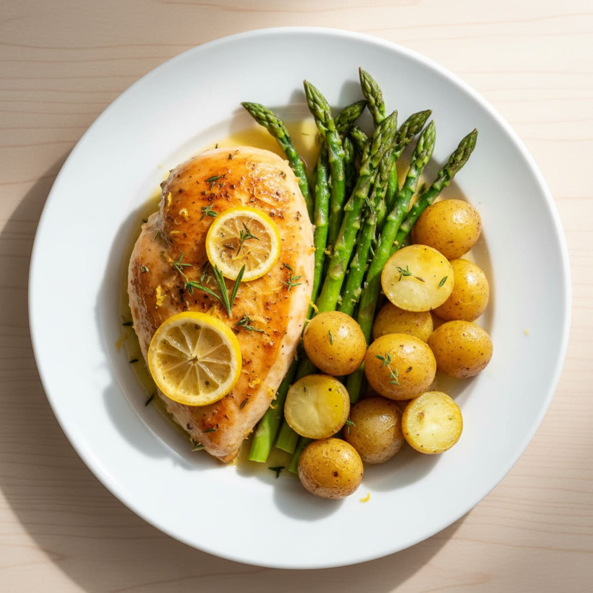 Lemon Herb Roasted Chicken with Asparagus